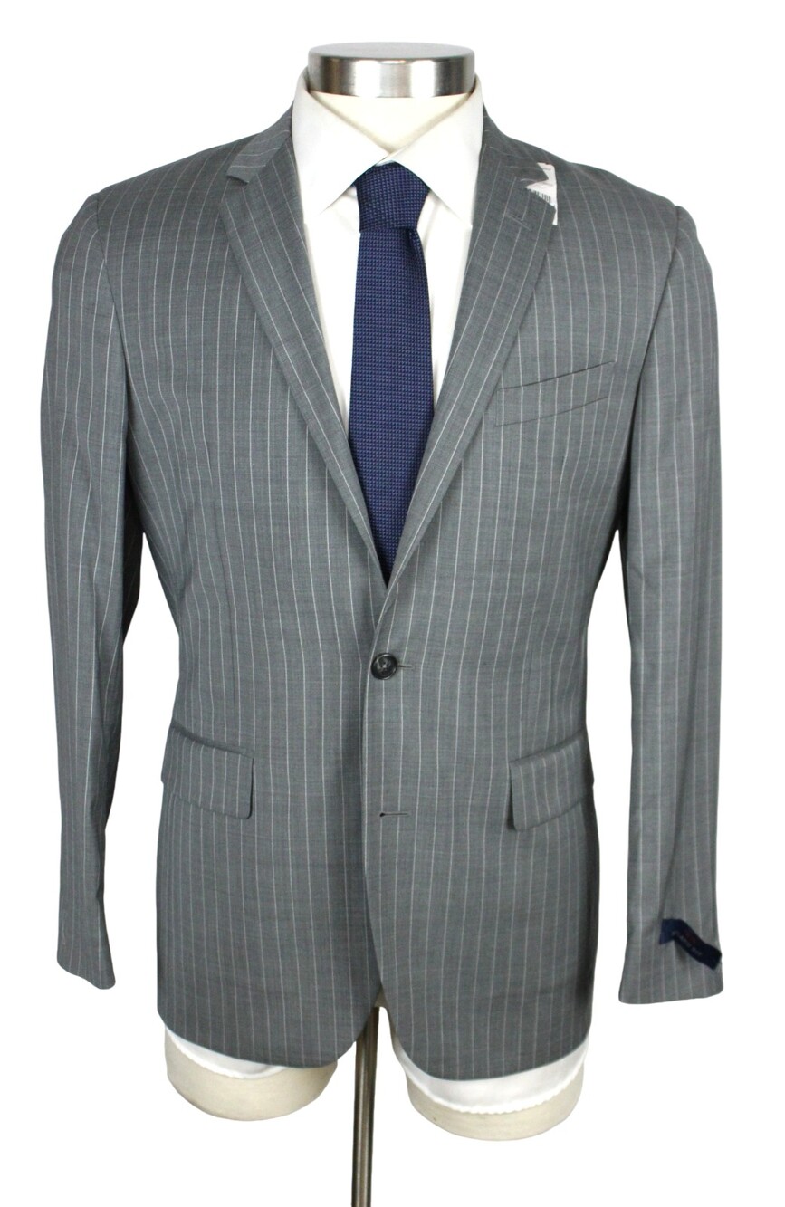 Brooks Brothers 1818 Milano Suit 38 R Mens Slim Fit Grey Stripe Wool 2 Piece